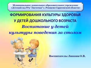 Воспитание привычек и культуры поведения за столом у детей дошкольного возраста