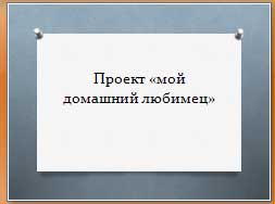 Проект «Мой домашний любимец»