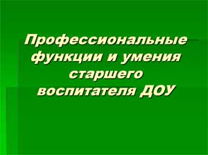 Профессиональные функции и умения старшего воспитателя ДОУ